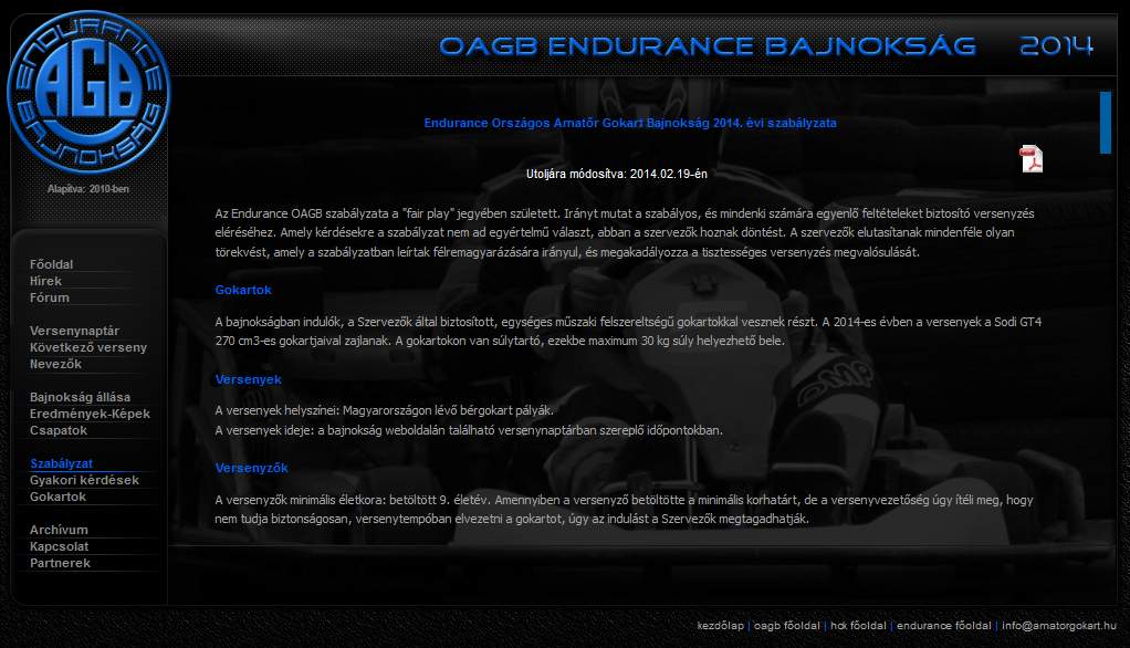 Endurance OAGB szabályváltozások 2014