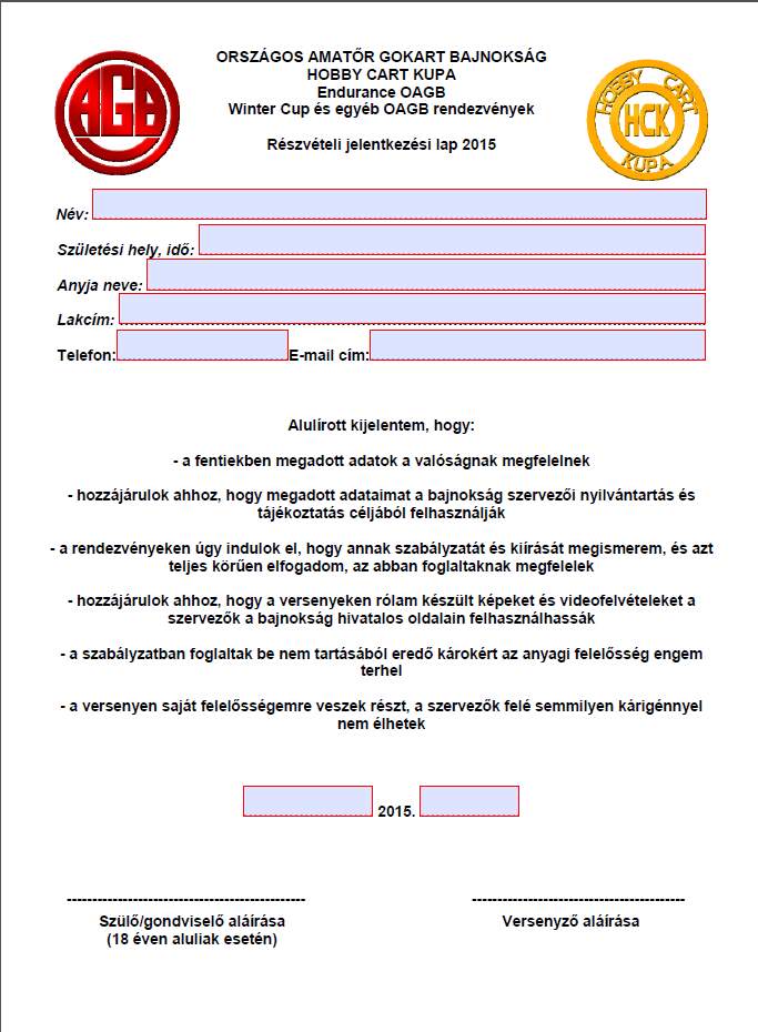 Regisztrációs lap 2015